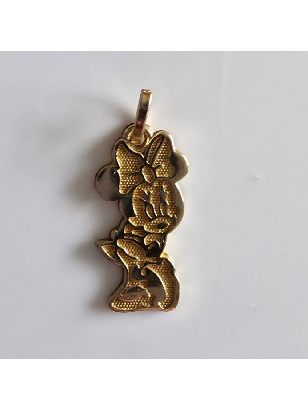 Disney Minnie Mouse Necklace Pendant 10K Yellow Gold Vintage Design Charm